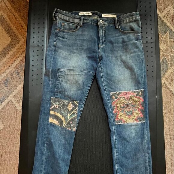 Pilcro Patchwork Slim Boyfriend Jeans - Size 14 - Picture 1 of 1